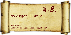 Maninger Előd névjegykártya